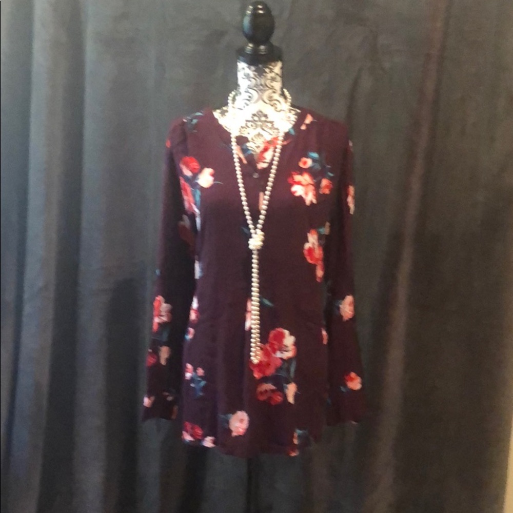 Flower print tunic style top